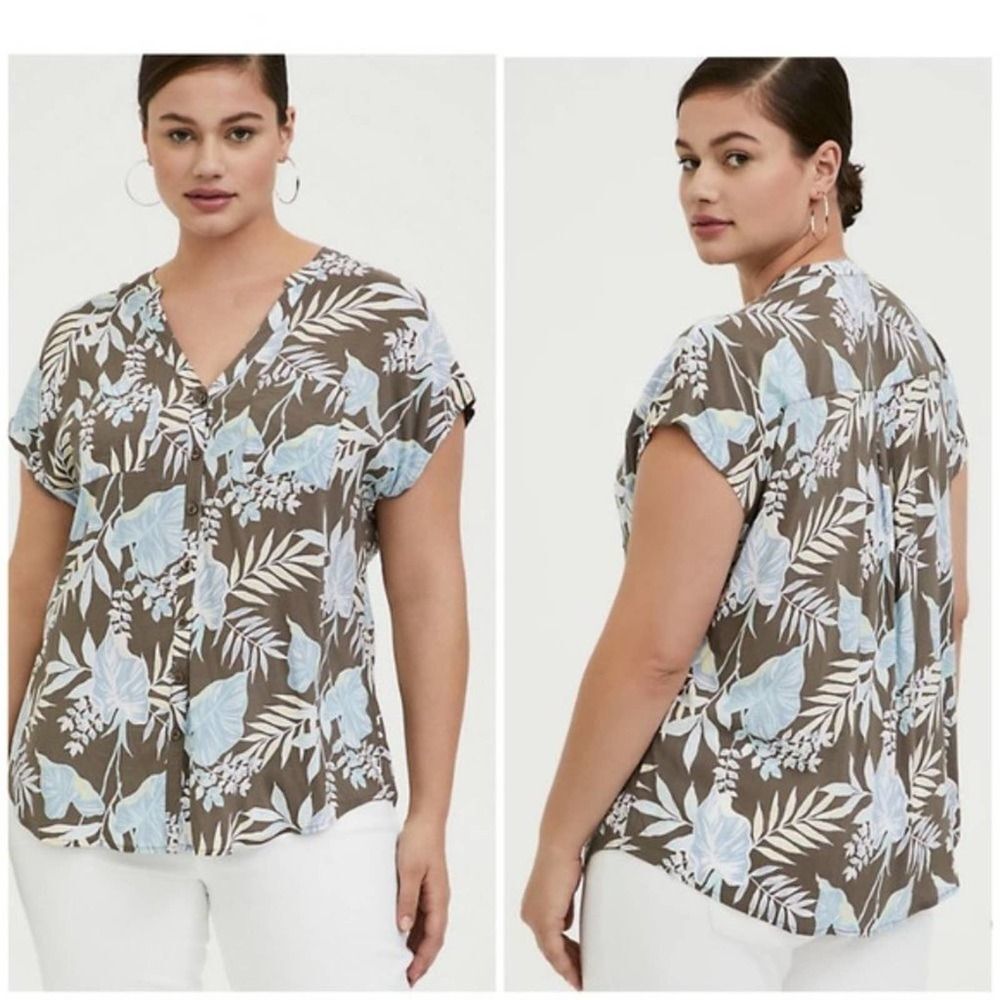 Torrid 1 Floral Challis Dolman Blouse Top Button Down Shirt Womens Plus NWT New